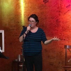 Danielle performing stand-up in Ventnor, NJ